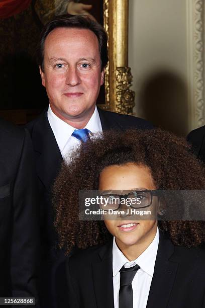 David Cameron and Perri Luc Kiely attend a reception hosted by David Cameron ahead of the Spirit Of London Awards to be held at The Royal Albert Hall...