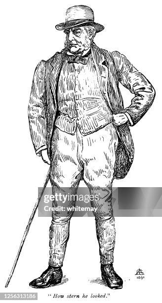 ilustrações de stock, clip art, desenhos animados e ícones de stern-looking victorian country gentleman - estereótipo de classe média