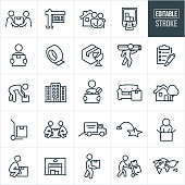 Moving and Relocation Thin Line Icons - Editable Stroke