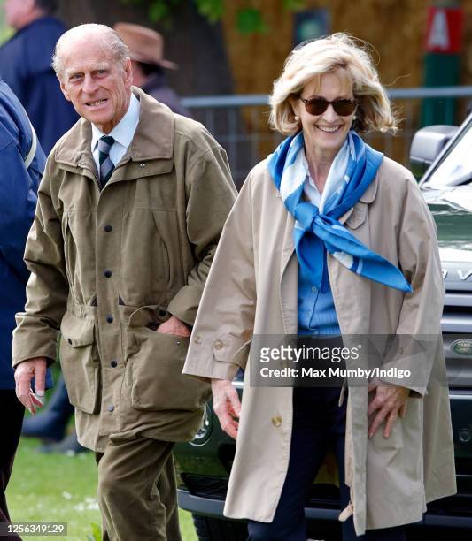 Prince Philip, Duke of Edinburgh and Penelope Knatchbull, Lady Brabourne attend day 3 of the Royal Windsor Horse Show in Home Park on May 12, 2007 in...