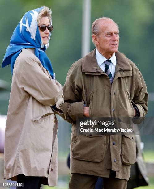 Penelope Knatchbull, Lady Brabourne and Prince Philip, Duke of Edinburgh attend day 3 of the Royal Windsor Horse Show in Home Park on May 12, 2007 in...