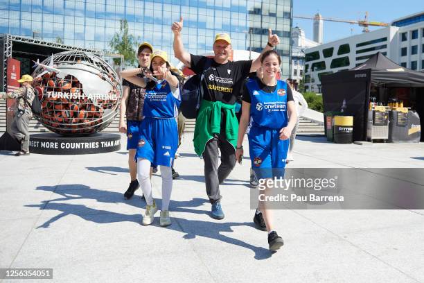 One Team players arrive before Turkish Airlines EuroLeague Final Four Kaunas 2023 One Team Session with Final Four Players at Zalgirio Arena on May...