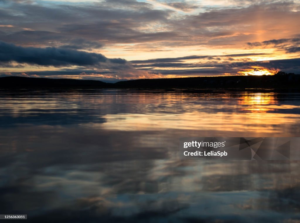Beautiful sunrise by the White Sea