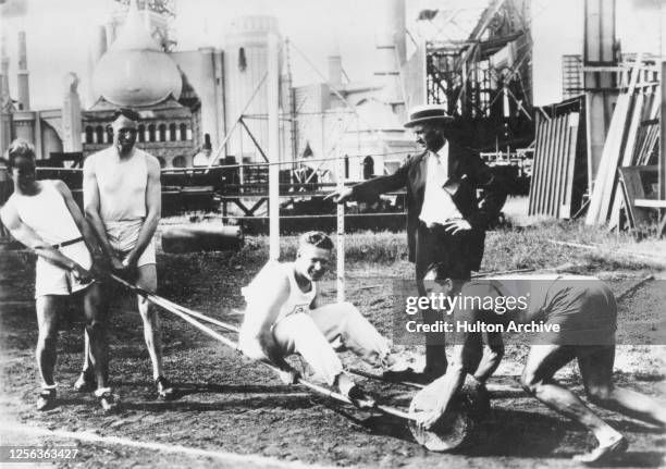 American decathlete and actor Chuck Lewis , American high jumper Alma Richards , American sprinter Charley Paddock , American coach Boyd Comstock ,...