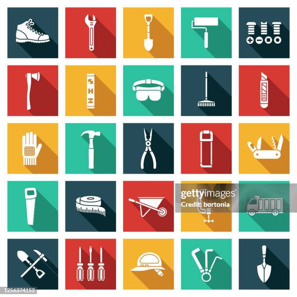 construction glyph icon set - work boot stock illustrations