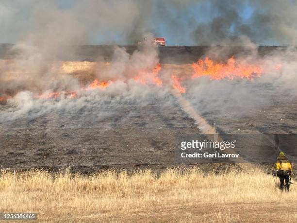 Control fire at Coyote Valley Dam, Mendocino
