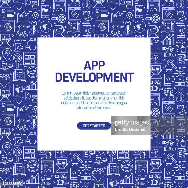 app development related banner design with seamless pattern - server icon stroke stock illustrations