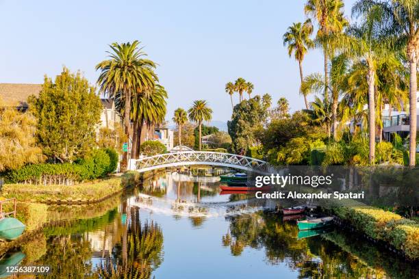 venice canals neighbourhood in los angeles, california, usa - venice california canals stock pictures, royalty-free photos & images