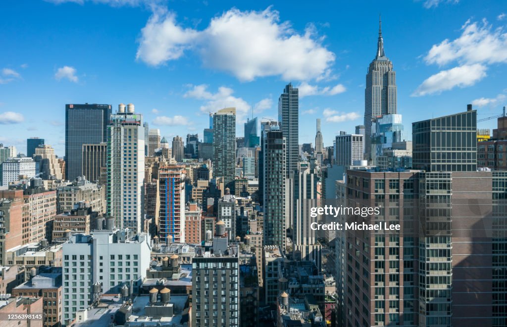 High Angle Midtown Manhattan Skyline - New York