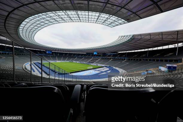 The Olympiastadion of Berlin before the Bundesliga match between Hertha BSC and VfL Bochum 1848 at Olympiastadion on May 20, 2023 in Berlin, Germany.