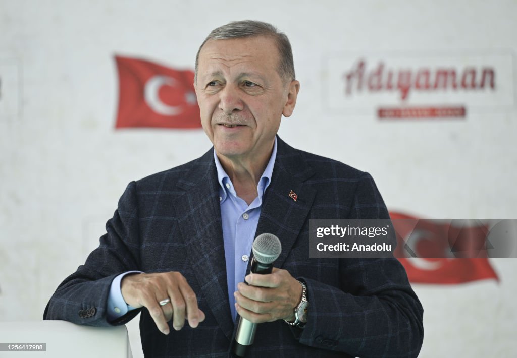 Tayyip Turkish President Recep Tayyip Erdogan makes remarks as he his visits ...