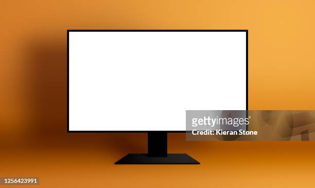 blank monitor screen - desktop pc stock pictures, royalty-free photos & images
