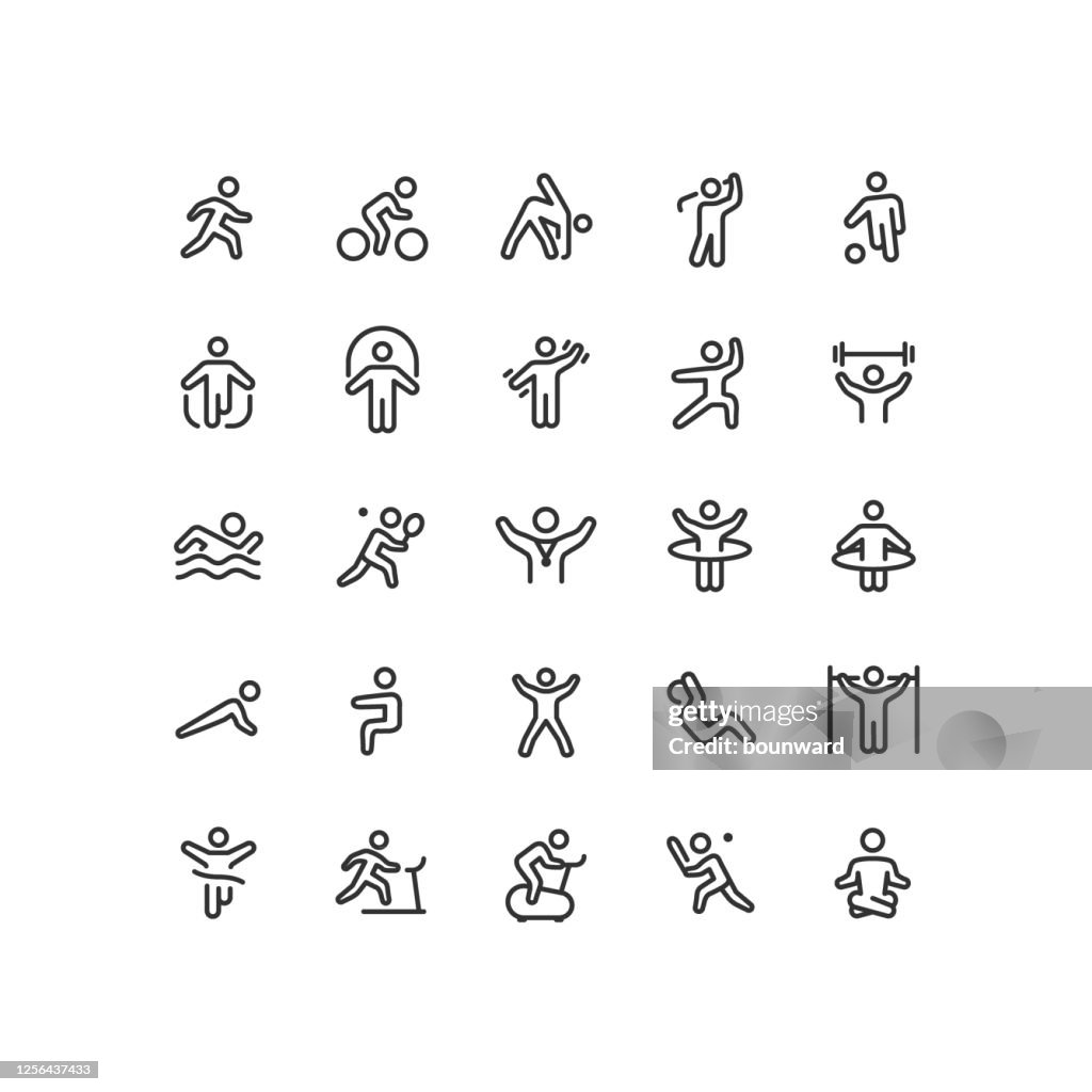 Fitness & Exercising Outline Icons Editable Stroke