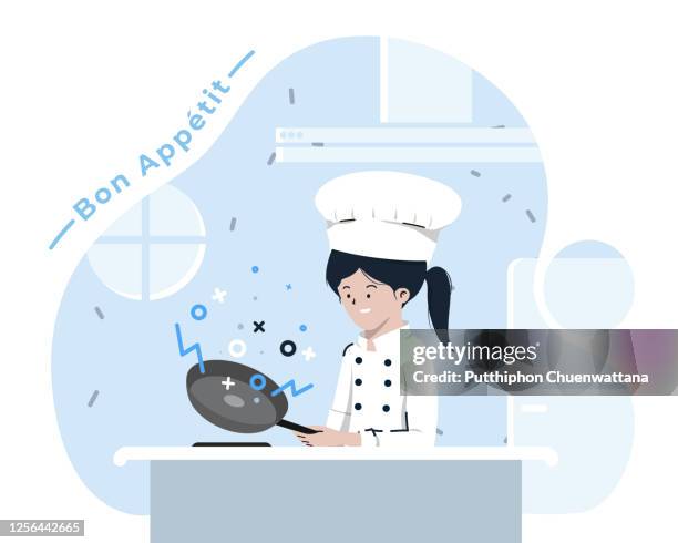 Flat Style Women Cooking Illustration On White Background Vector Stock Illustration High-Res Vector Graphic