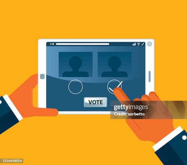 on-line voting - tablet - democratic nomination stock illustrations