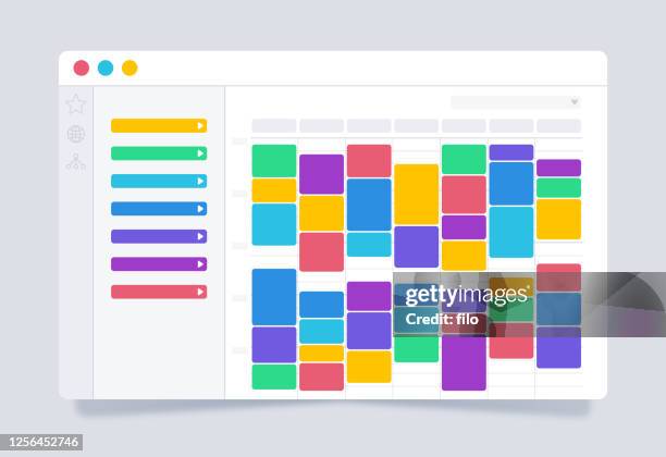 ilustrações de stock, clip art, desenhos animados e ícones de planner calendar scheduling organizer - semana