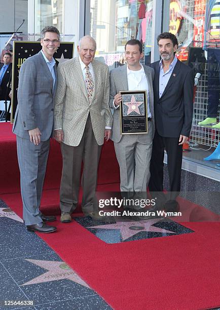 John Henson, Rob Reiner, Jon Cryer and Chuck Lorre at Jon Cryer's star ceremony held on September 19, 2011 in Hollywood, California.