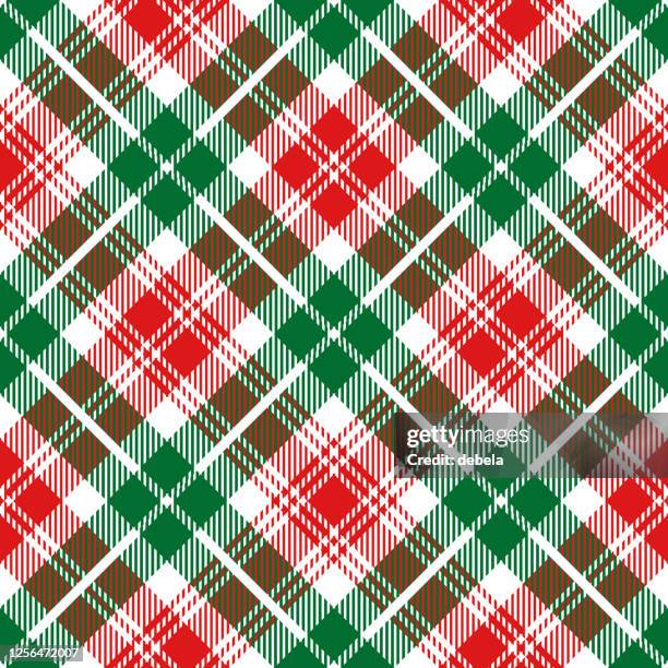 christmas tartan plaid diagonal textile pattern - green argyle stock illustrations