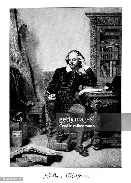 portrait of william shakespeare (bapt. 26 april 1564 – 23 april 1616), english playwright, poet, and actor - william shakespeare stock pictures, royalty-free photos & images
