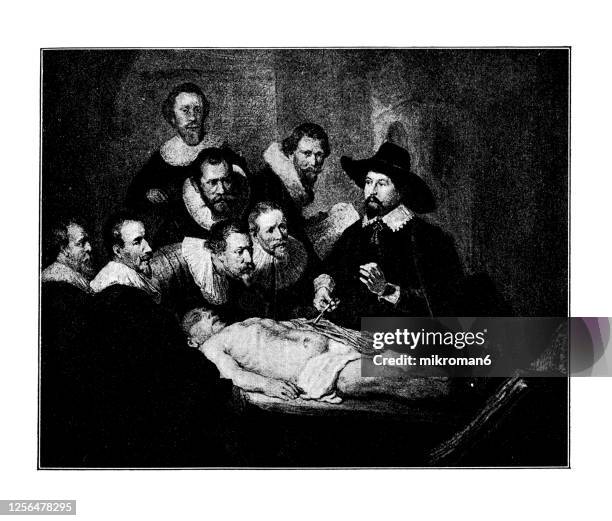 the anatomy lesson of dr. nicolaes tulp is a 1632 oil painting on canvas by rembrandt - rembrandt artista fotografías e imágenes de stock