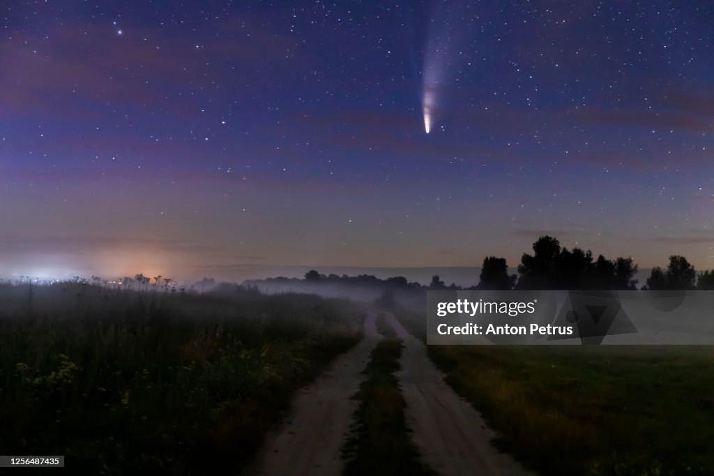 Comet Neowise C/2020 F3 at night
