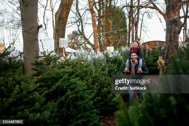 natale con papà - azienda arboricola da legno foto e immagini stock