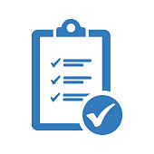 Tasks check, checklist blue icon