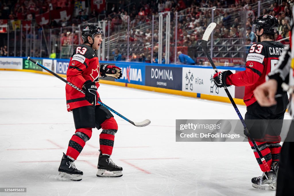 Jake Rochon Bc Jake Neighbours of Canada and Michael Carcone of Canada celebrates ...