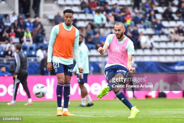 Khalid BOUTAIB of Paris FC and Morgan GUILAVOGUI of Paris FC during the Ligue 2 BKT match between Paris FC and Sochaux at Stade Charlety on May 20,...