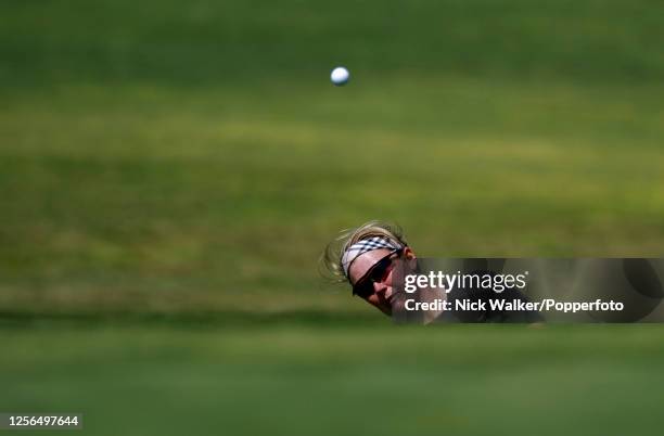 Georgina Simpson of England plays a pitch shot onto the 18th green during the third round of the Caja Duero Open de Espana Femenino at the Campos de...