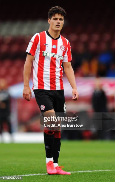 Christian Norgaard of Brentford looks on during the Sky Bet Championship match between Brentford and Preston North End at Griffin Park on July 15,...