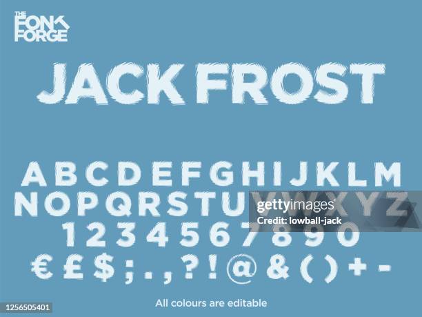 ilustraciones, imágenes clip art, dibujos animados e iconos de stock de ilustración de material vectorial vectorial de texto de distorsión jack frost - frío