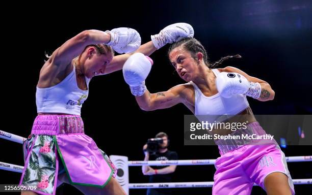 Dublin , Ireland - 20 May 2023; Maisey Rose Courtney, right, and Kate Radomska during their flyweight bout at the 3Arena in Dublin.