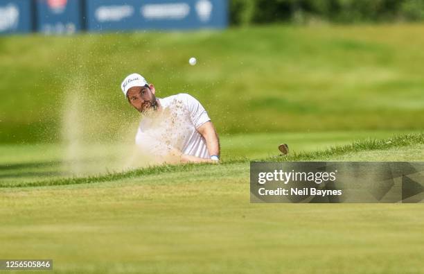Bradley Neil of Scotland hitting his second shot out of the bunker on the eleventh hole during Day Three of the B-NL Challenge Trophy at Twentsch...
