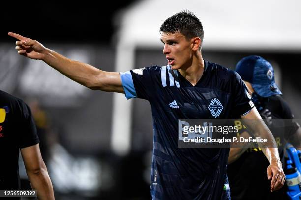 Ranko Veselinovic of Vancouver Whitecaps reacts during the first half against the San Jose Earthquakes in the MLS is Back Tournament at ESPN Wide...
