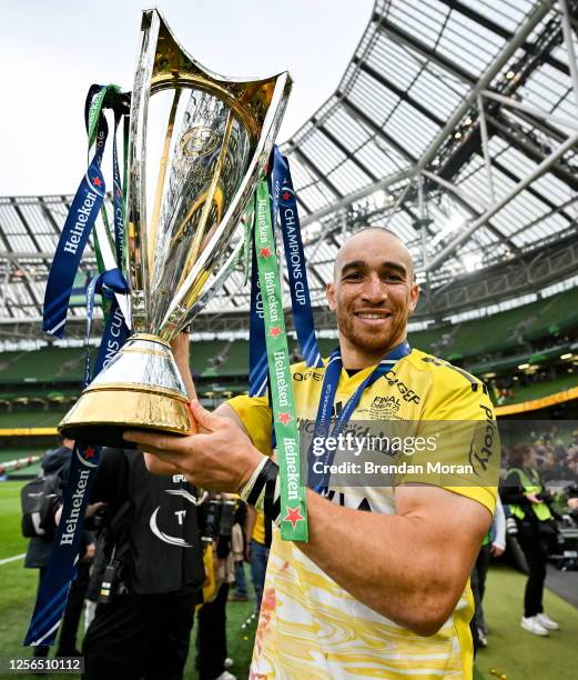 Dublin , Ireland - 20 May 2023; Ultan Dillane of La Rochelle celerates with the Champions Cup trophy after the Heineken Champions Cup Final match...