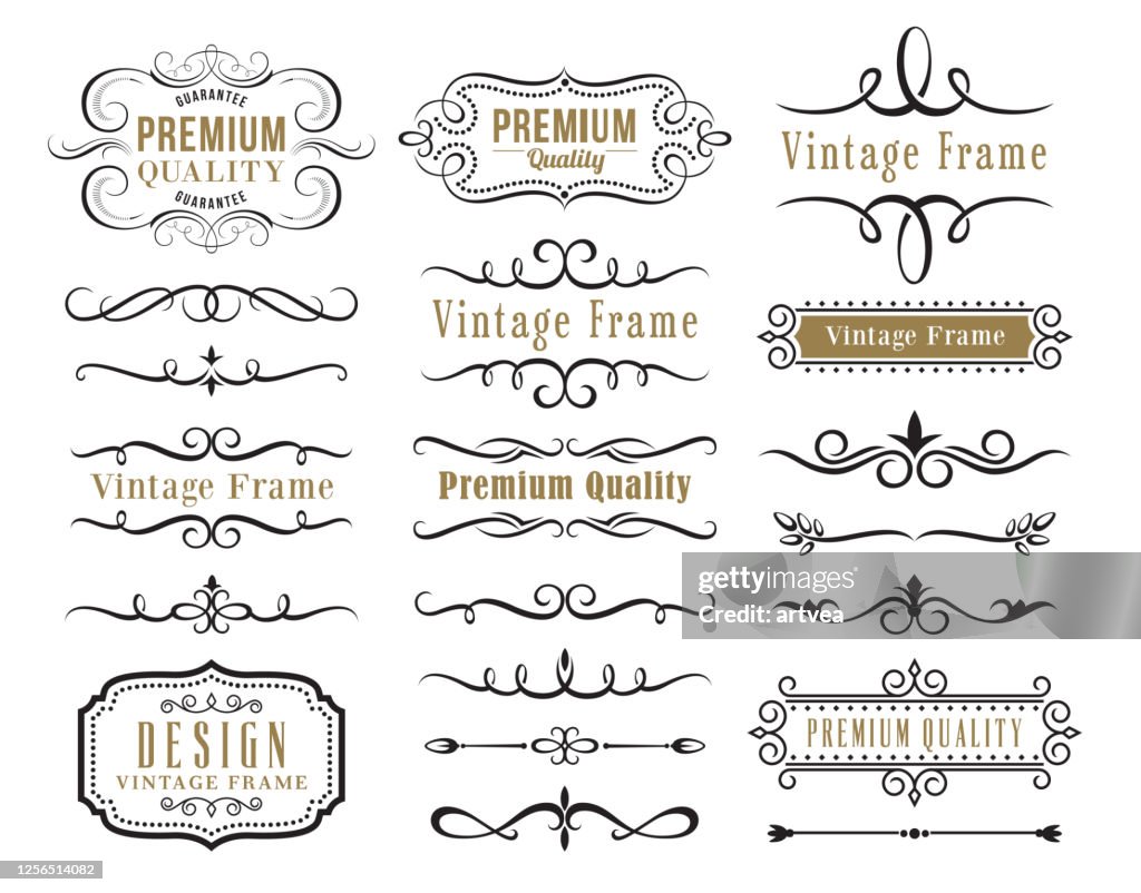 Set of decorative elements for design