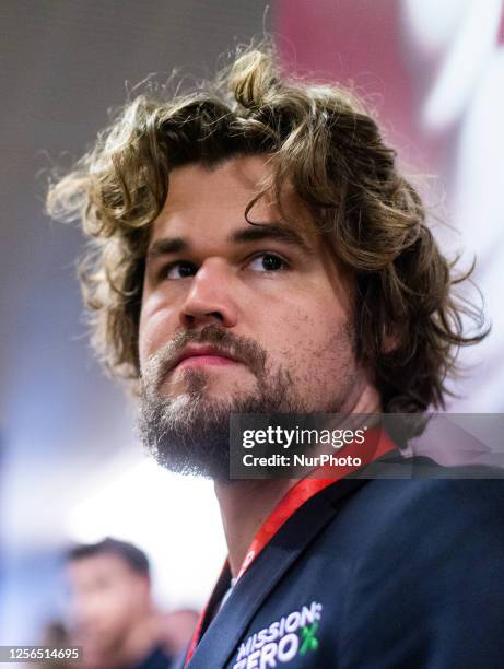 Magnus Carlsen during the presentation of players and press conference before the Superbet Rapid &amp; Blitz Poland 2023 Chess Tournament Superbet...