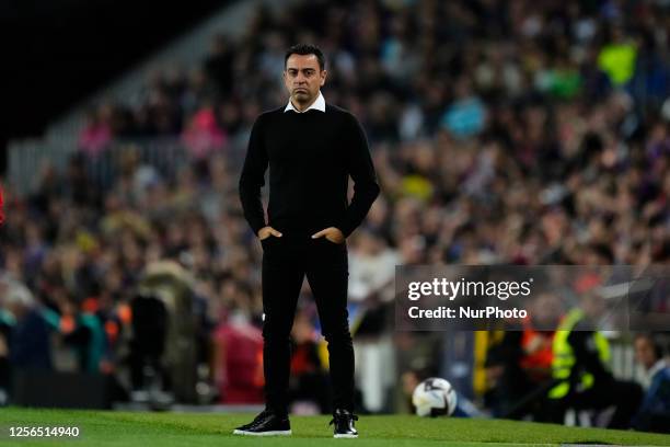 Xavi Hernandez head coach of Barcelona during the La Liga Santander match between FC Barcelona and Real Sociedad at Spotify Camp Nou on May 20, 2023...