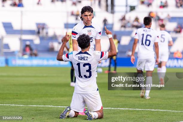 Jonathan Gomez of United States celebrating his goal with his teammates during FIFA U-20 World Cup Argentina 2023 Group B match between USA and...