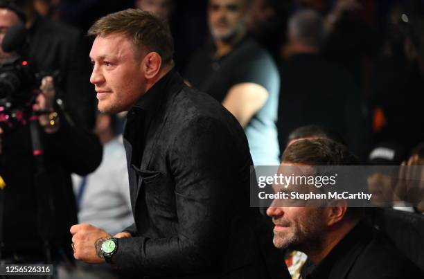 Dublin , Ireland - 20 May 2023; UFC fighter Conor McGregor, left, and promoter Eddie Hearn ahead of the undisputed super lightweight championship...