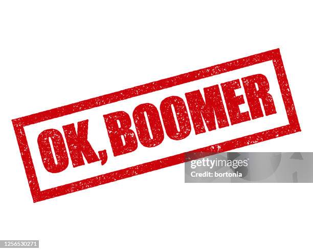 ok, boomer slang rubber stamp - sneering stock illustrations