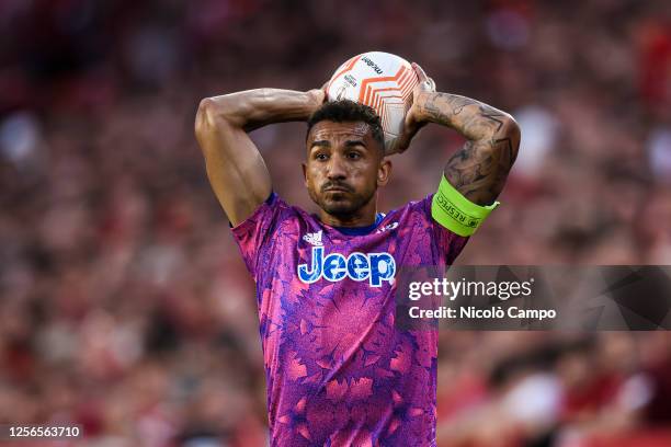 Danilo Luiz da Silva of Juventus FC prepares to take a throw in during the UEFA Europa League semifinal second leg football match between Sevilla FC...