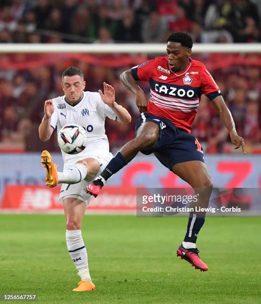 Jordan Veretout of Olympique de Marseille in action during the French Ligue 1 soccer match between Lille OSC and Olympique de Marseille at Stade...