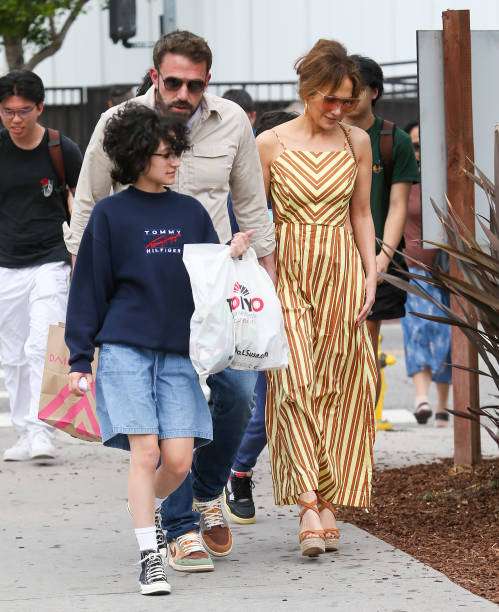 Emme Maribel Muniz, Ben Affleck and Jennifer Lopez are seen on May 20, 2023 in Los Angeles, California.