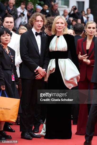 Dashiell John Upton, son of Cate Blanchett and Cate Blanchett attend the "Killers Of The Flower Moon" red carpet during the 76th annual Cannes film...