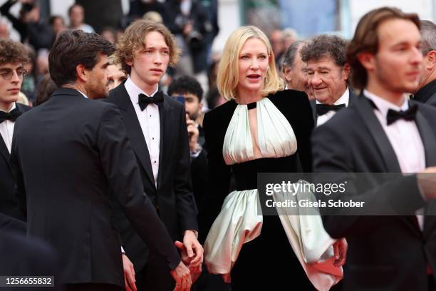 Dashiell John Upton, son of Cate Blanchett and Cate Blanchett attend the "Killers Of The Flower Moon" red carpet during the 76th annual Cannes film...