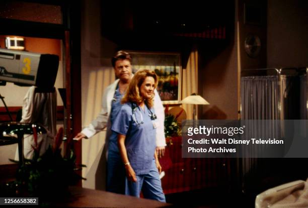 Los Angeles, CA Brad Maule, Jackie Zeman, behind the scenes, making of the ABC tv series 'General Hospital'.