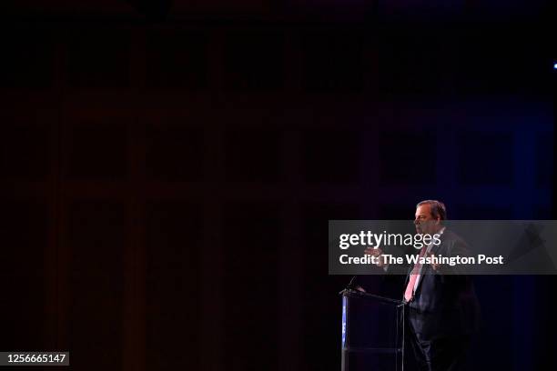 Former New Jersey Governor Chris Christie speaks during the Republican Jewish Coalition Annual Leadership Meeting at the Venetian Las Vegas in Las...