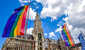 rainbow flags at the munich town hall
